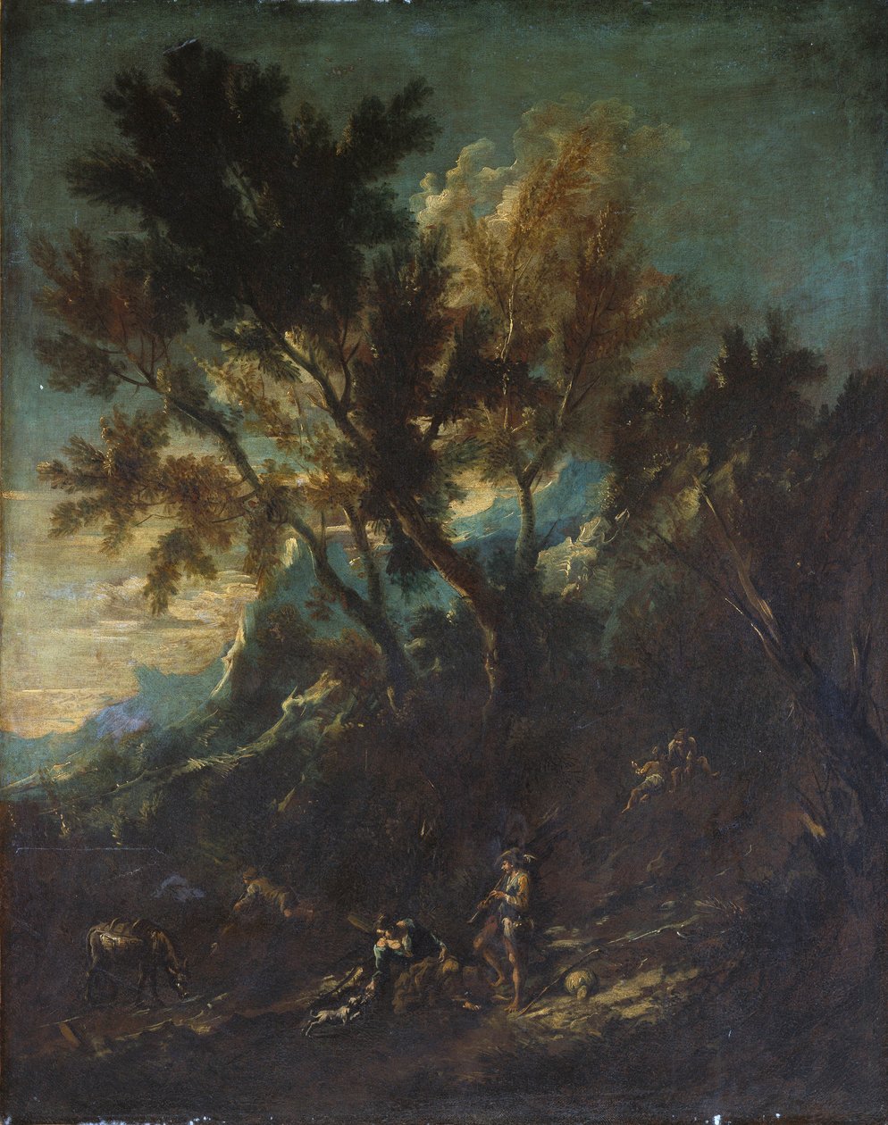 Et Bjerglandskab med Pastorale Figurer af Alessandro Magnasco
