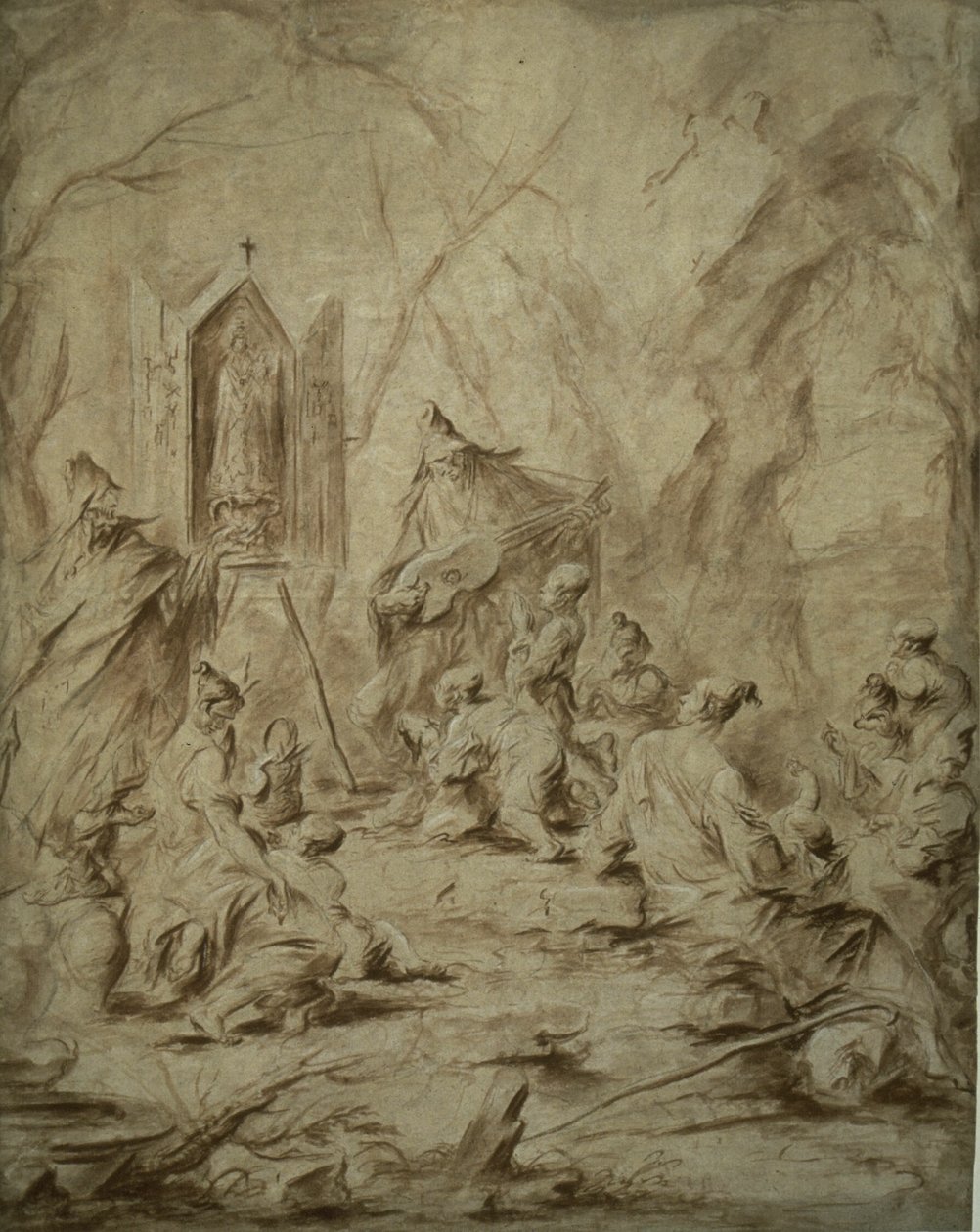 Balladesanger ved en jomfruhelligdom af Alessandro Magnasco