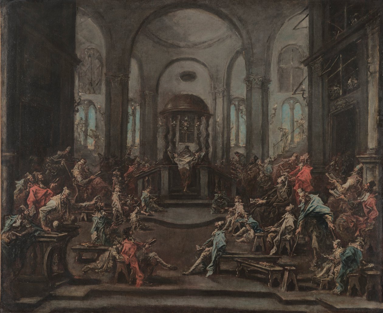 Det indre af en synagoge, ca. 1725-1735. af Alessandro Magnasco