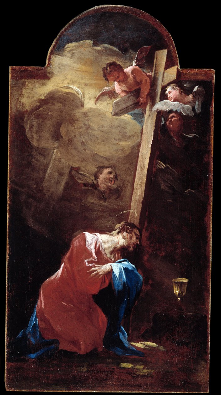 Jesus i haven Maleri af Alessandro Magnasco dit il Lissandrino (1667-1749) 1700-tallets gener, Musei di Strada Nuova (tidligere Palazzo Bianco) af Alessandro Magnasco