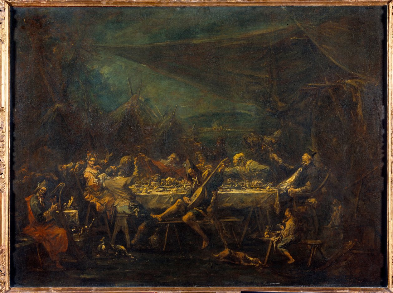 Måltid af Bohemians maleri af Alessandro Magnasco (1667-1749) 1700-tallet søn. 0,86x1,18 m af Alessandro Magnasco