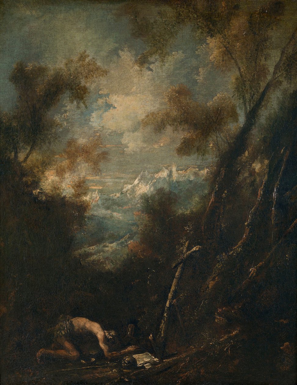 Sankt Hieronymus i et landskab af Alessandro Magnasco