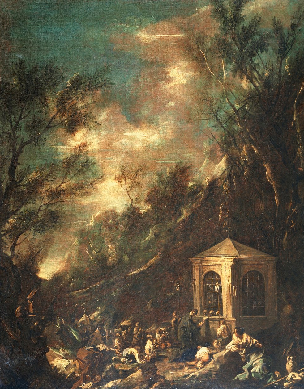 Pilgrimsfærdsscene af Alessandro Magnasco, kendt som Lissandrino (1667-1749) (maleri) af Alessandro Magnasco