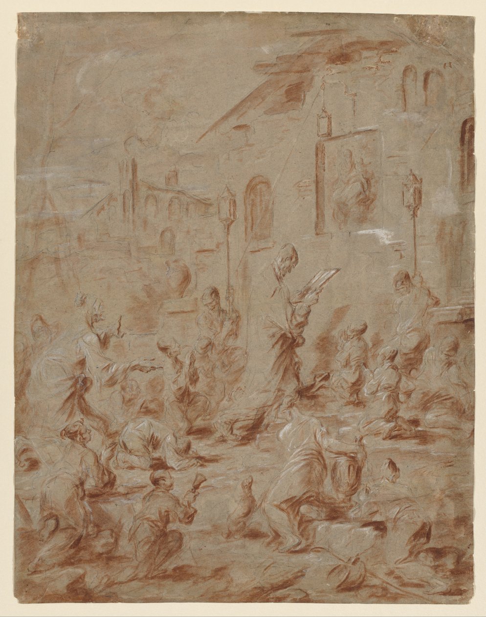 Tilbedere ved en gadehelligdom af Alessandro Magnasco