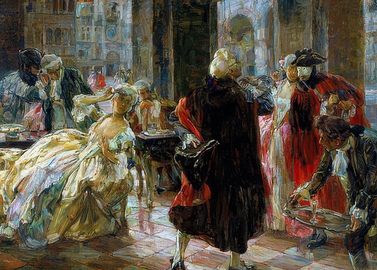 Caféen Florian i 1700-tallet af Alessandro Milesi