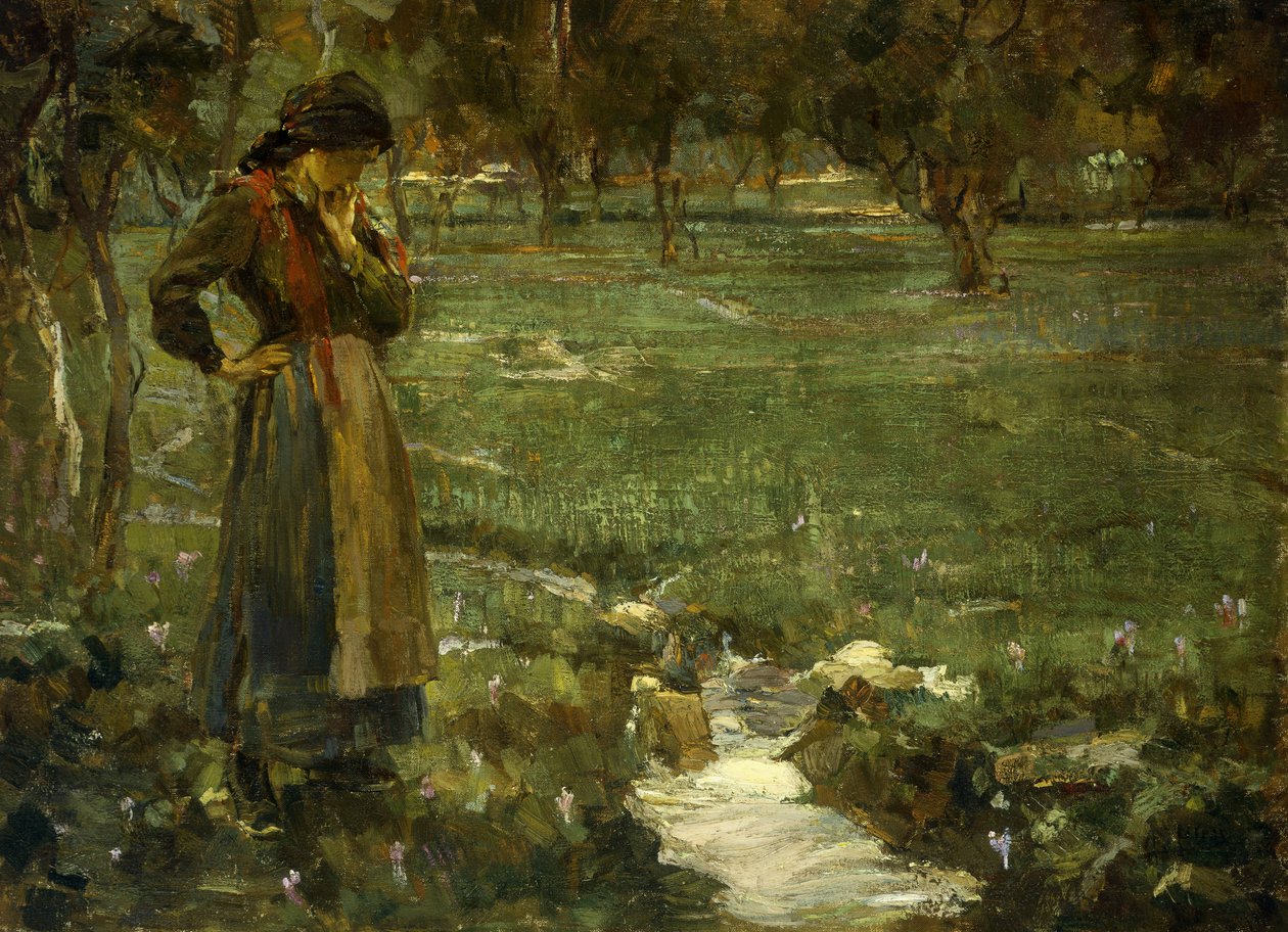The Whispering Brook (olie på lærred) af Alessandro Milesi