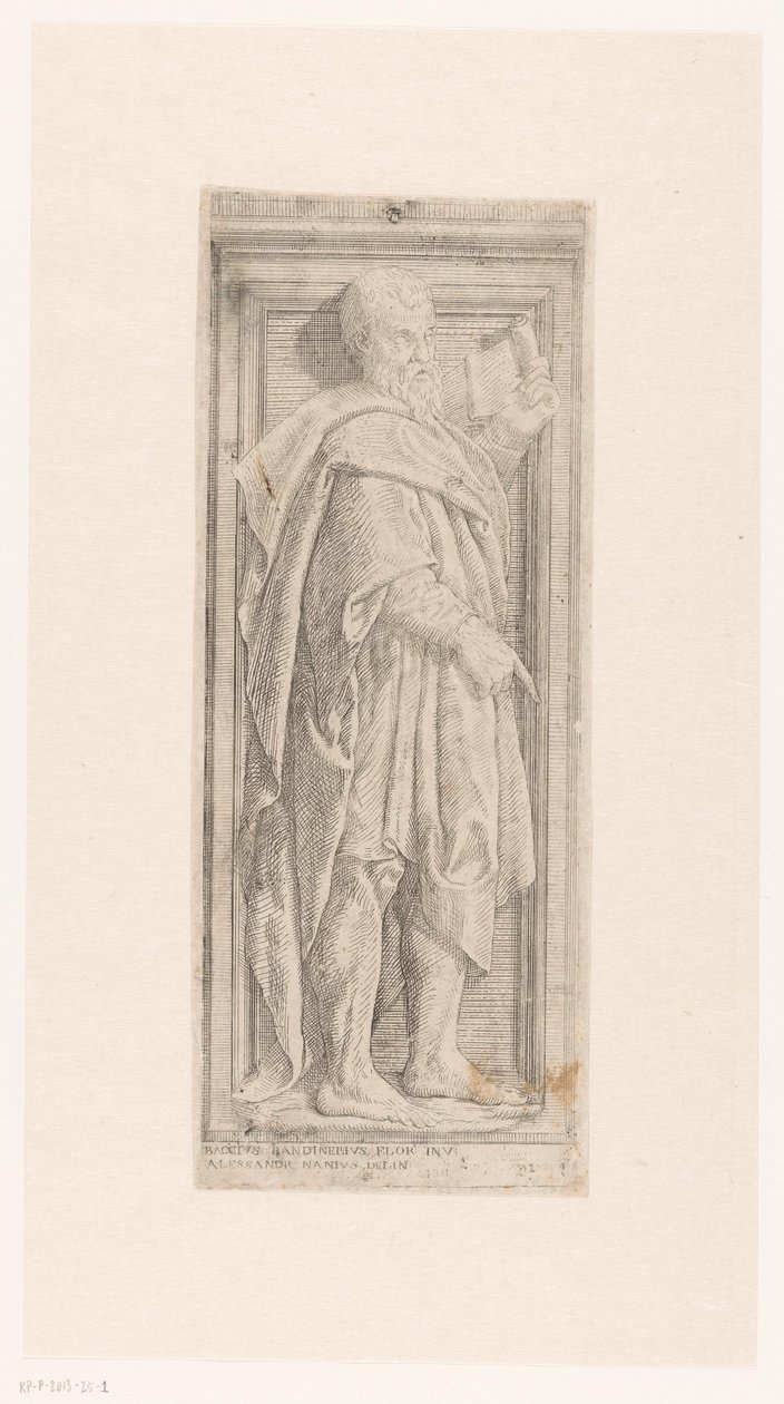 Bas-relief med stående profet med rulle af Alessandro Nani