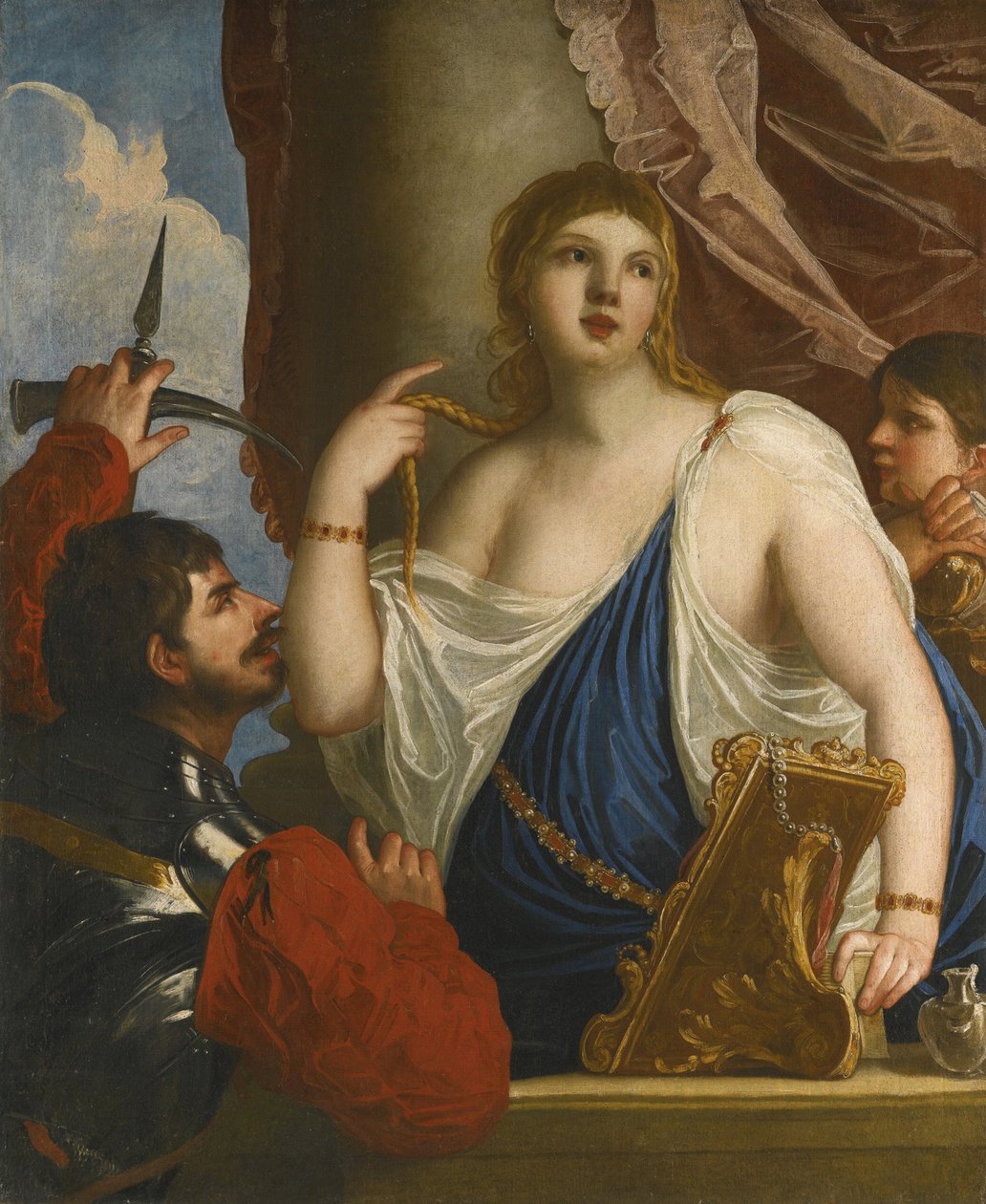 Semiramis kaldet til våben af Padovanino (1588-1649). Olie på lærred, størrelse: 134x112, , Privat samling af Alessandro Padovanino