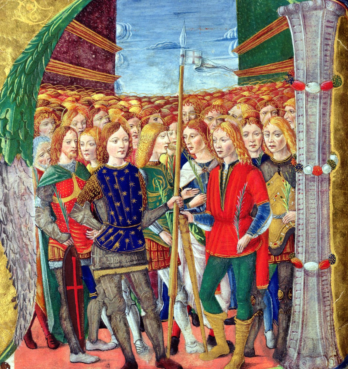 Historikeret initial N afbilder St. Maurice og Theban Legion, Lombardy School, ca. 1499-1511 af Alessandro Pampurino