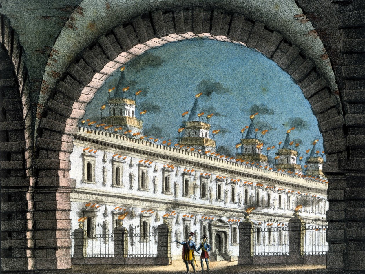 Scenografi af Sanquirico til operaen "" Il pirata "" (Piraten) af Vincenzo Bellini af Alessandro Sanquirico