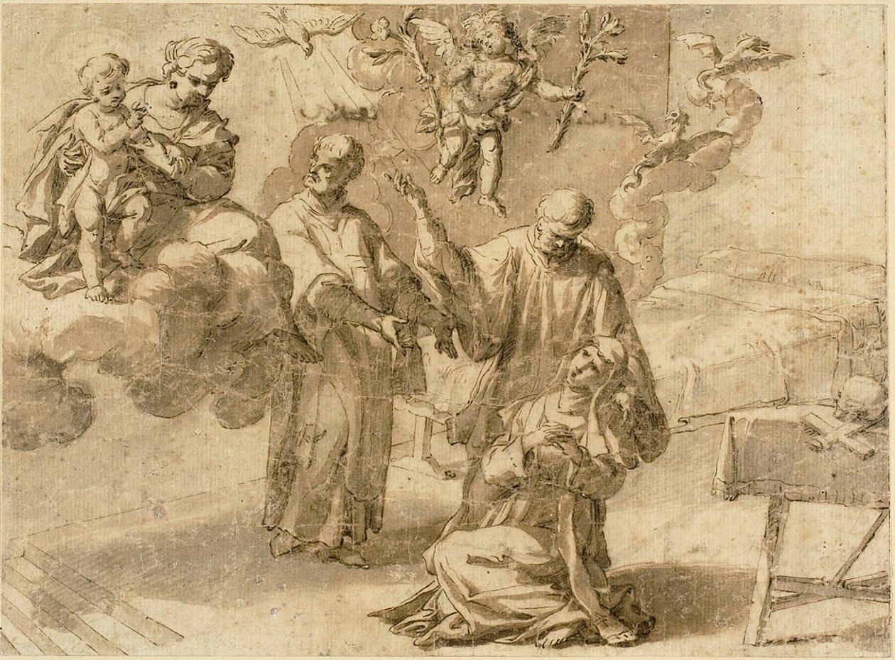 Den hellige Katarina af Sienas vision af Alessandro Turchi