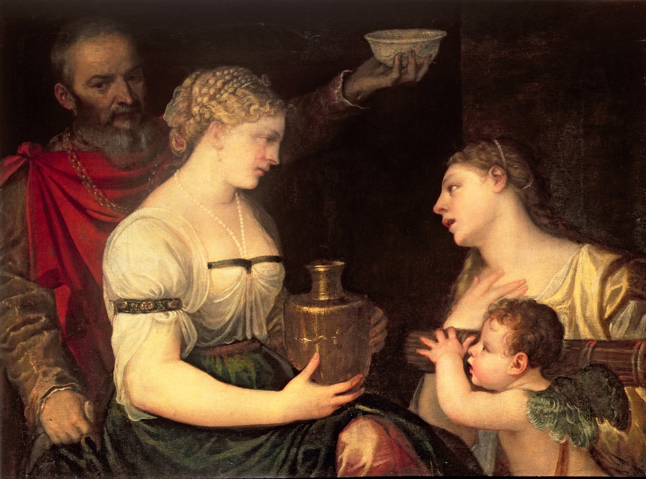 Allegori om ægteskabslivet, der skildrer guderne Vesta, Hymen, Mars og Venus af Alessandro Varotari