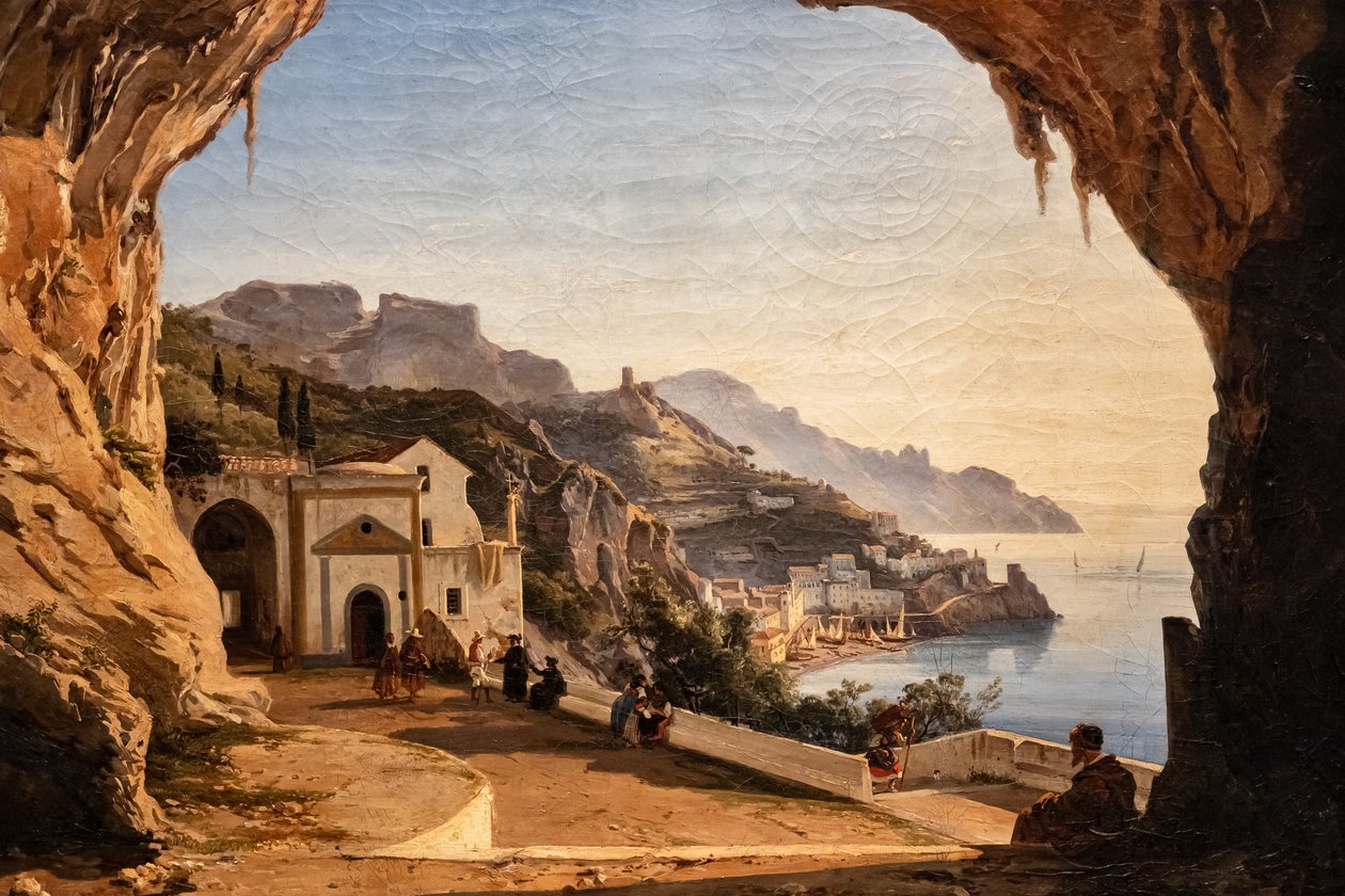 Capichinernes hule i Amalfi, ca. 1850 (olie på lærred) af Alessandro la Volpe