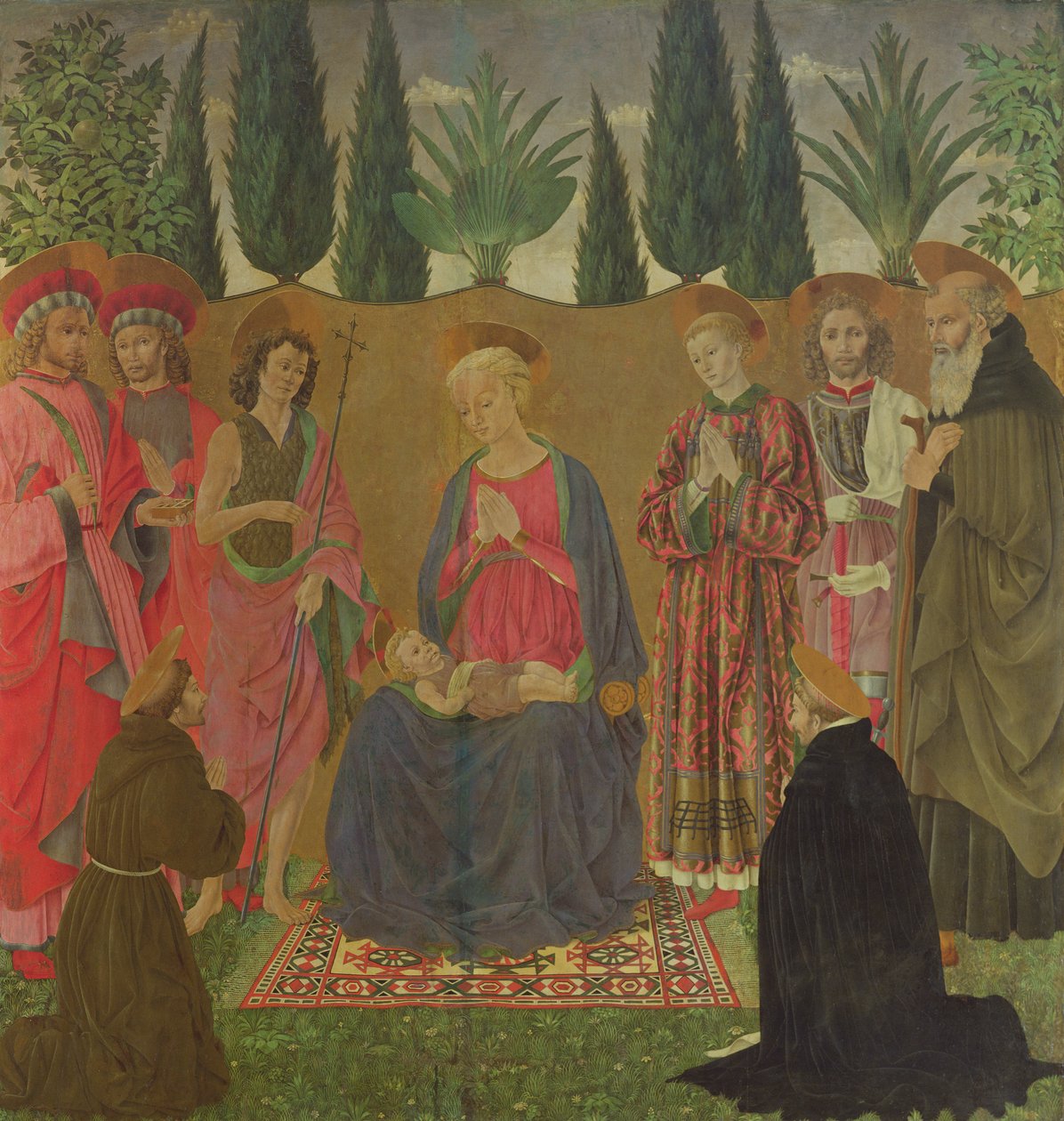 Jomfru og barn med hellige, ca. 1455 (tempera på panel) af Alessio Baldovinetti