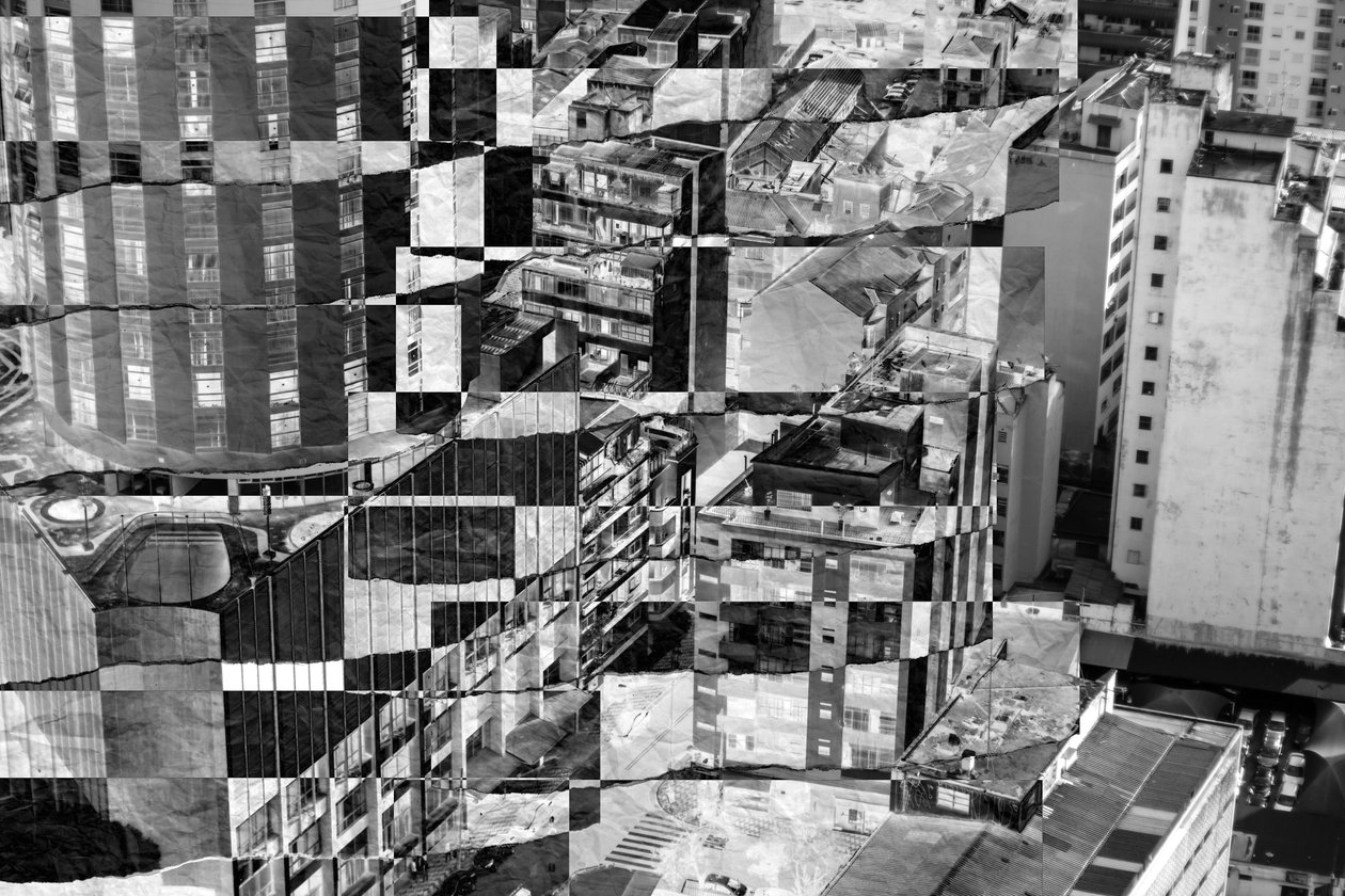 By, 2019, (collage) af Alex Caminker