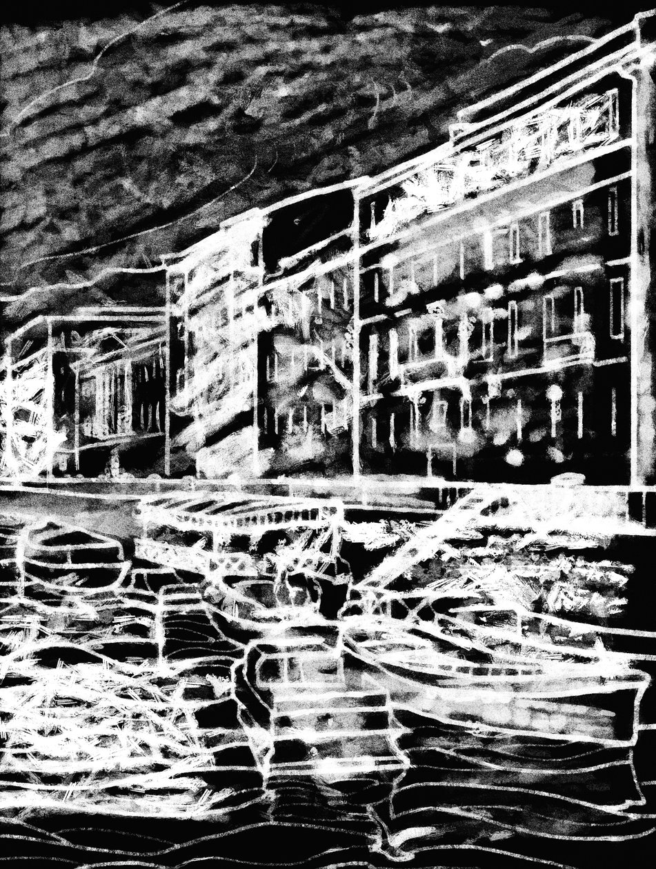 Seafront, 2020 (blandet medier) af Alex Caminker