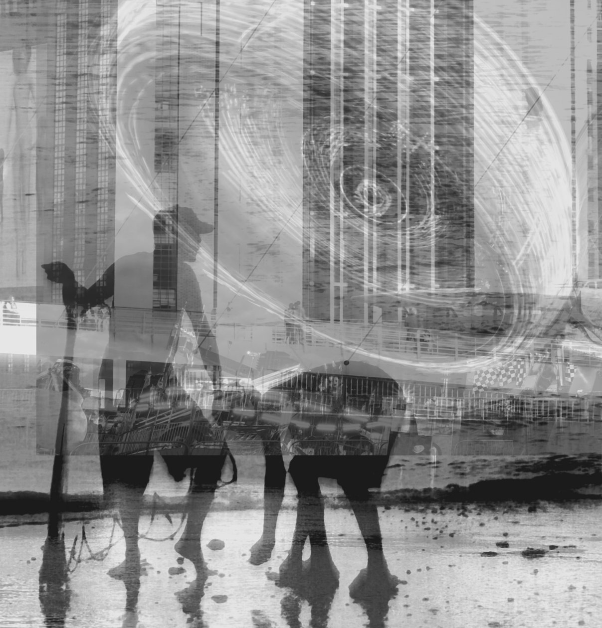UFO, 2019, (blandet medier, collage; fundne objekter) af Alex Caminker