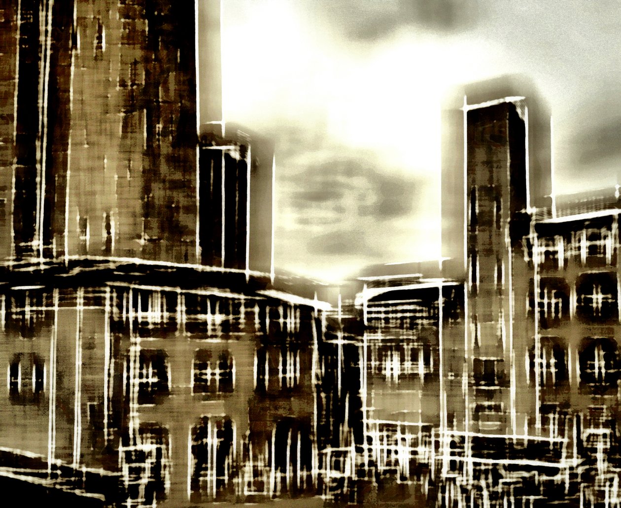 brun fabrik, 2019, (blandet medier) af Alex Caminker