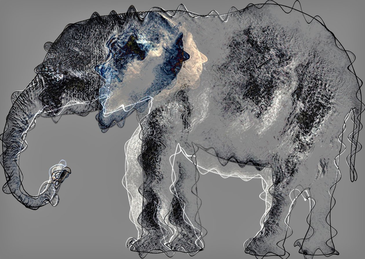 elefant, 2020, (blandet medier) af Alex Caminker