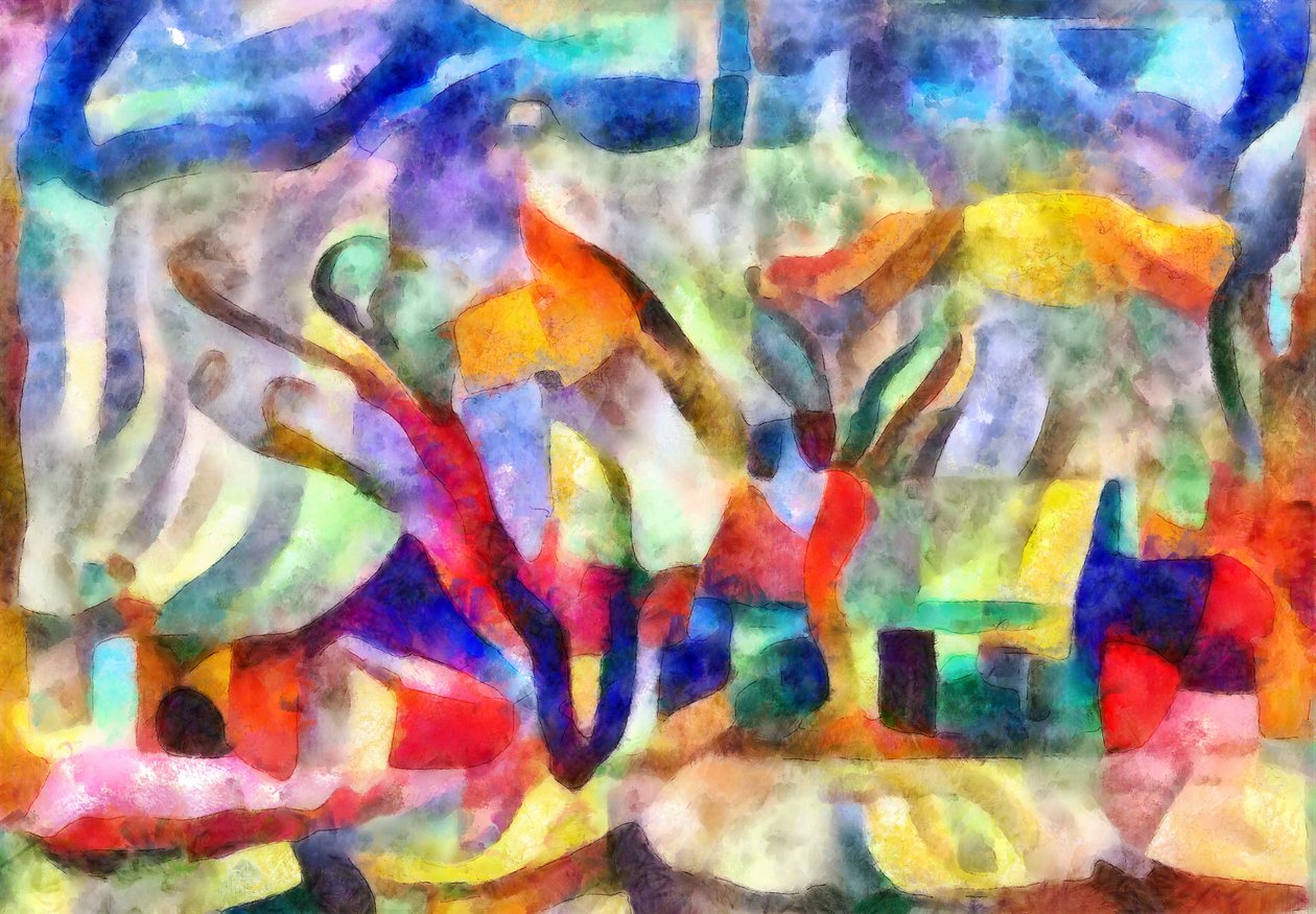 i haverne,2017,(blandede medier) af Alex Caminker