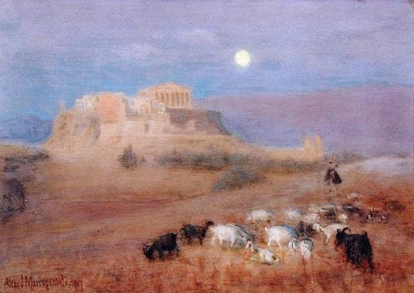 Akropolis ved Twilight af Alex J. Mavrogordato