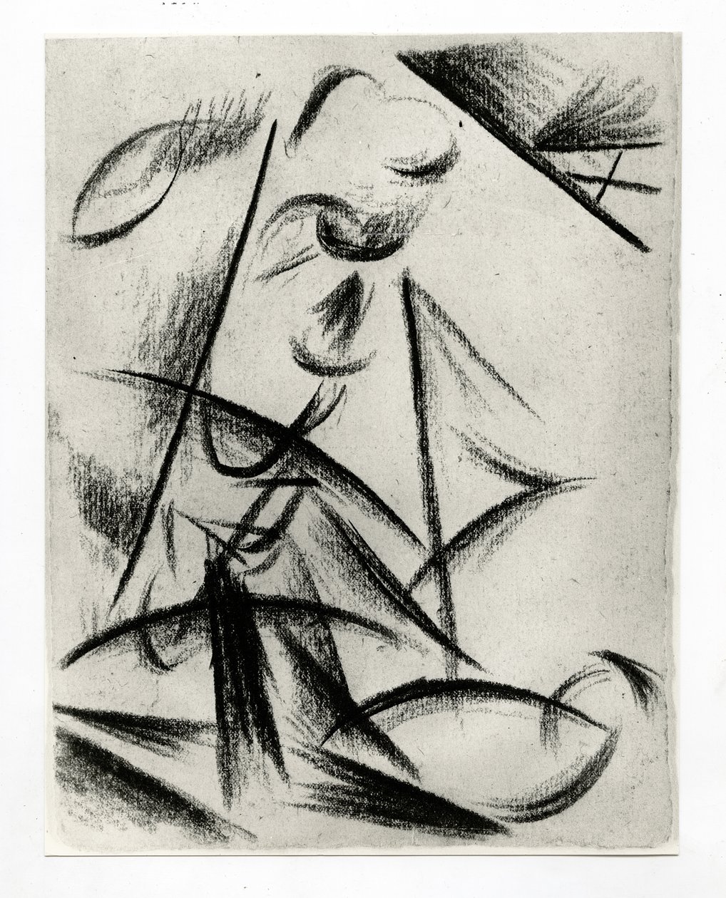 Byggeri, ca. 1914-15 (kul på papir) af Alexander Bogomazov