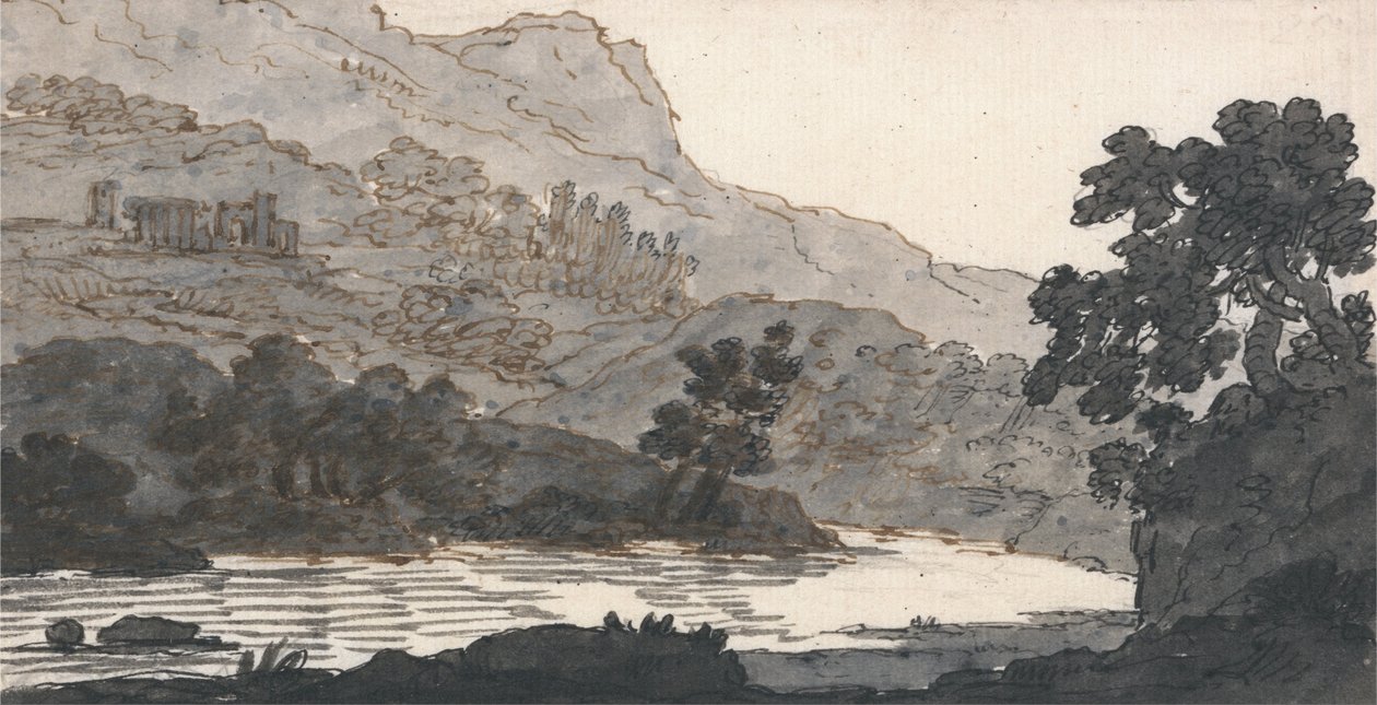 Flod og bjerg, med ruiner af Alexander Cozens