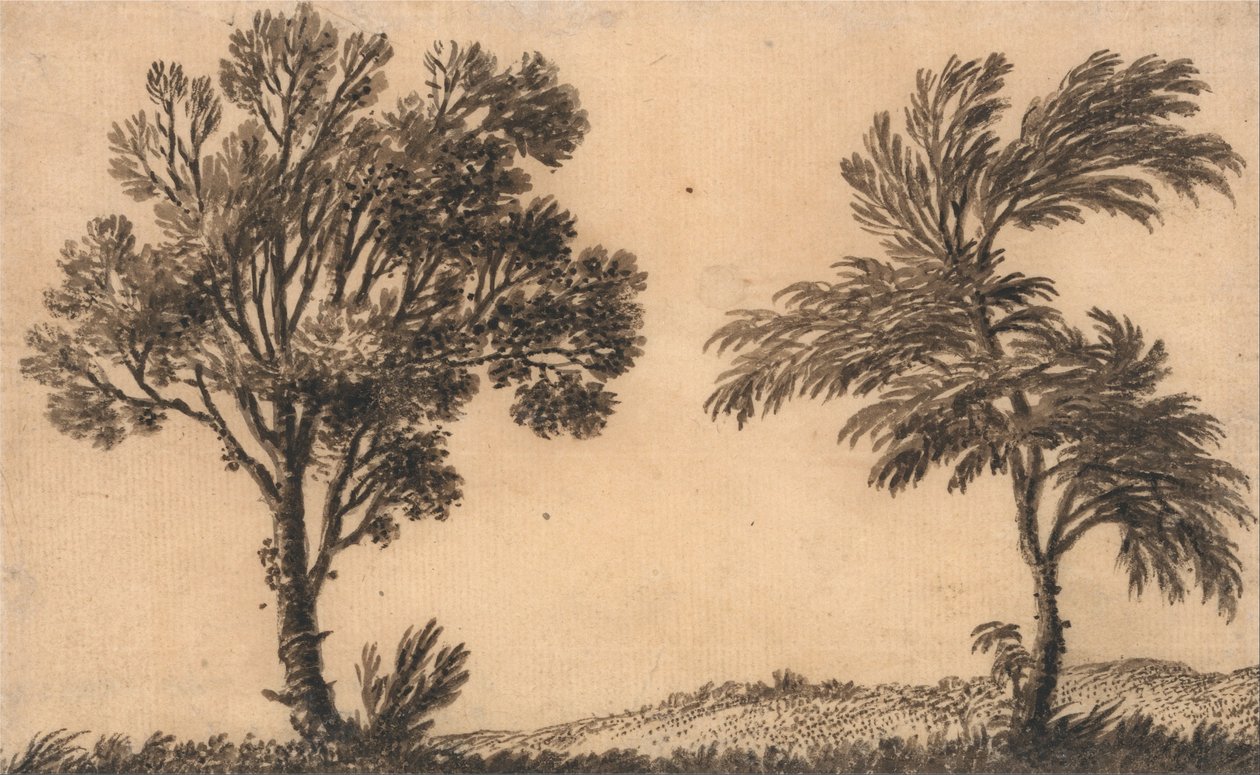 Studie af to pile af Alexander Cozens