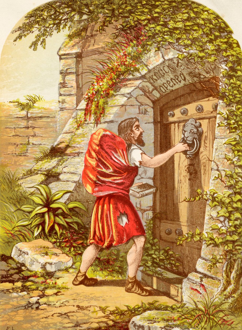 Christian at the Gate, fra The Pilgrims Progress af John Bunyan udgivet, c.1880 af Alexander Francis Lydon