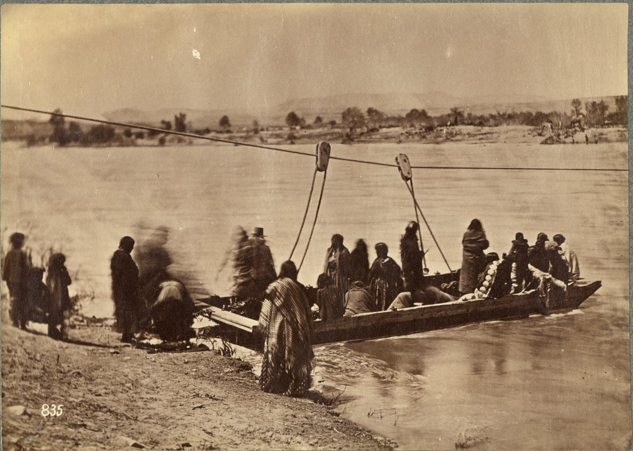 Færge nær Fort Laramie, Dakota, 1868 (albumin print) af Alexander Gardner