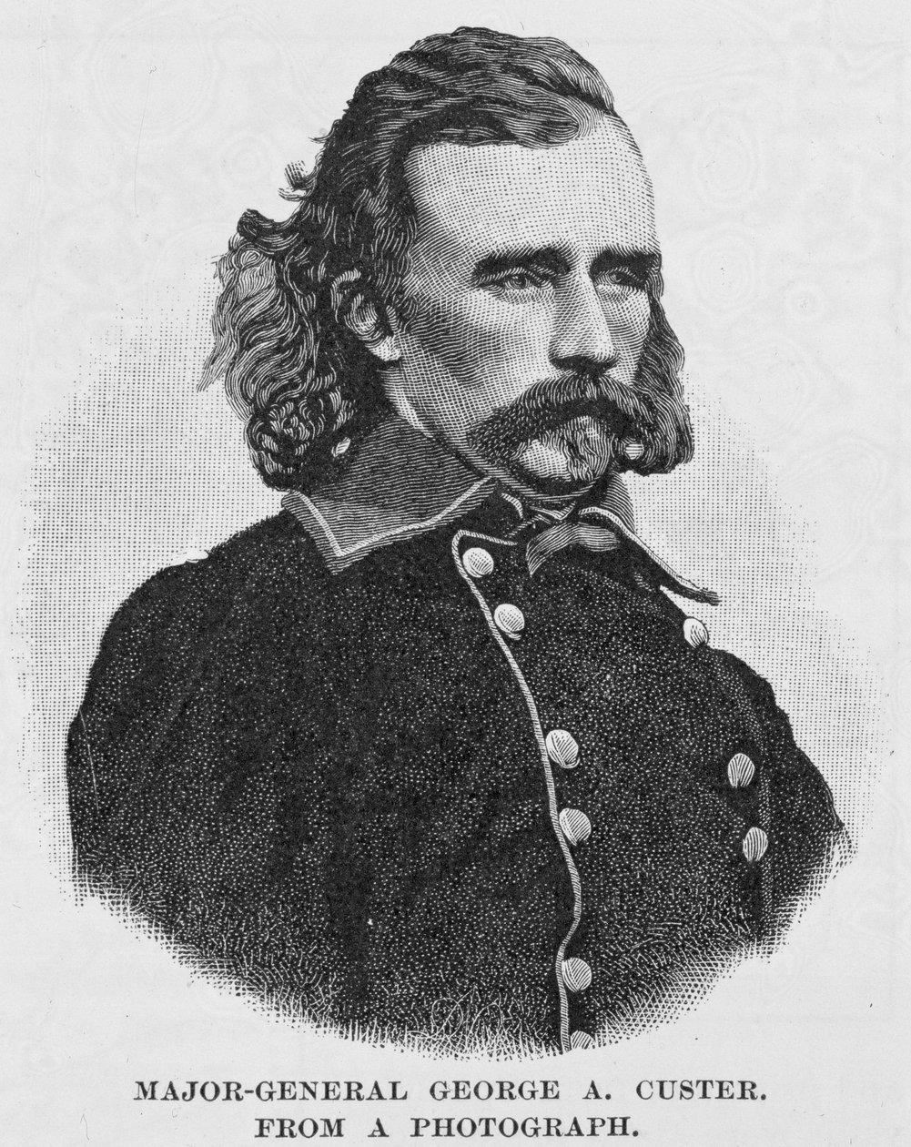 Generalmajor George Armstrong Custer, indgraveret fra et fotografi, illustration fra 