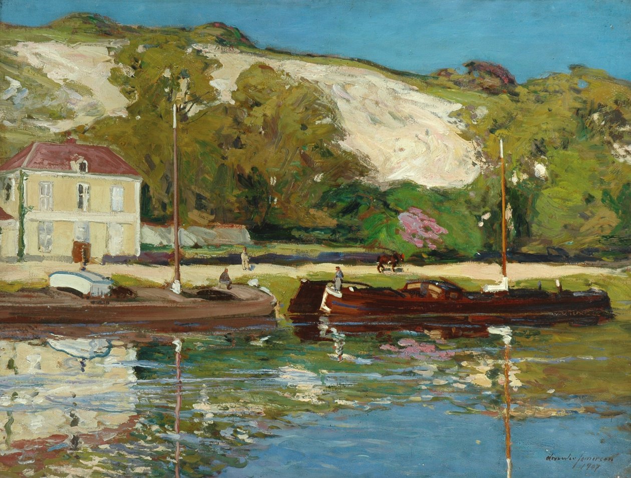 Pramme på Seinen, 1907 af Alexander Jamieson
