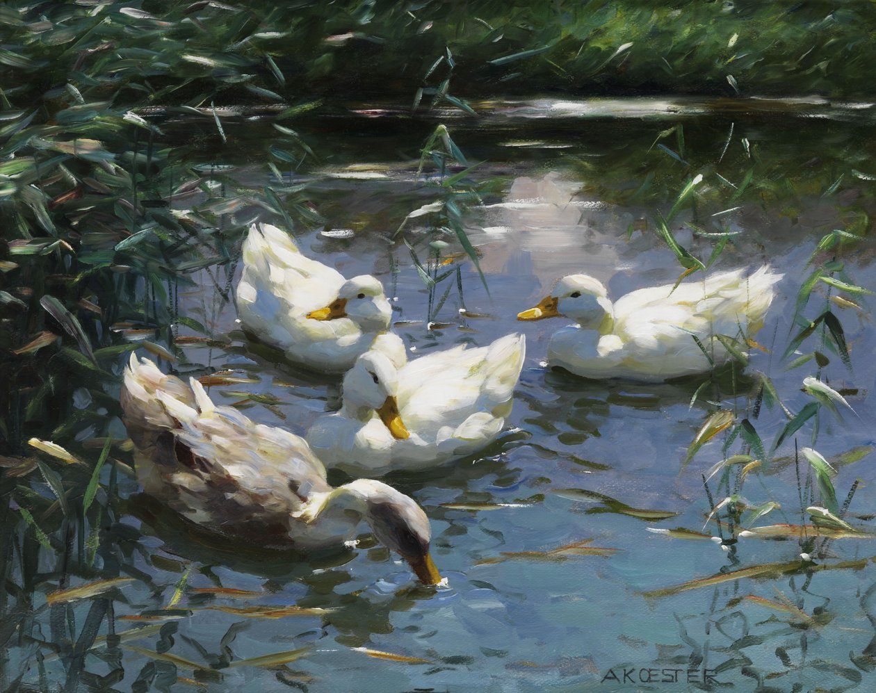 Fire ænder i dammen af Alexander Koester