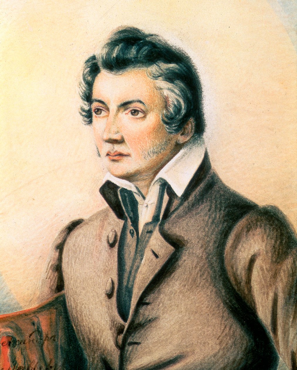 Portræt af Nikita Muravyov, 1836 (wc og farveblyanter) af Alexander Mikhailovich Muravyov
