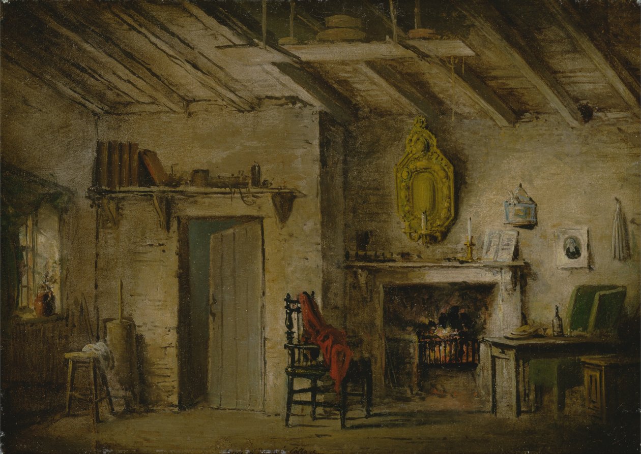 Scenedesign til Heart of Midlothian; Deans Cottage af Alexander Nasmyth
