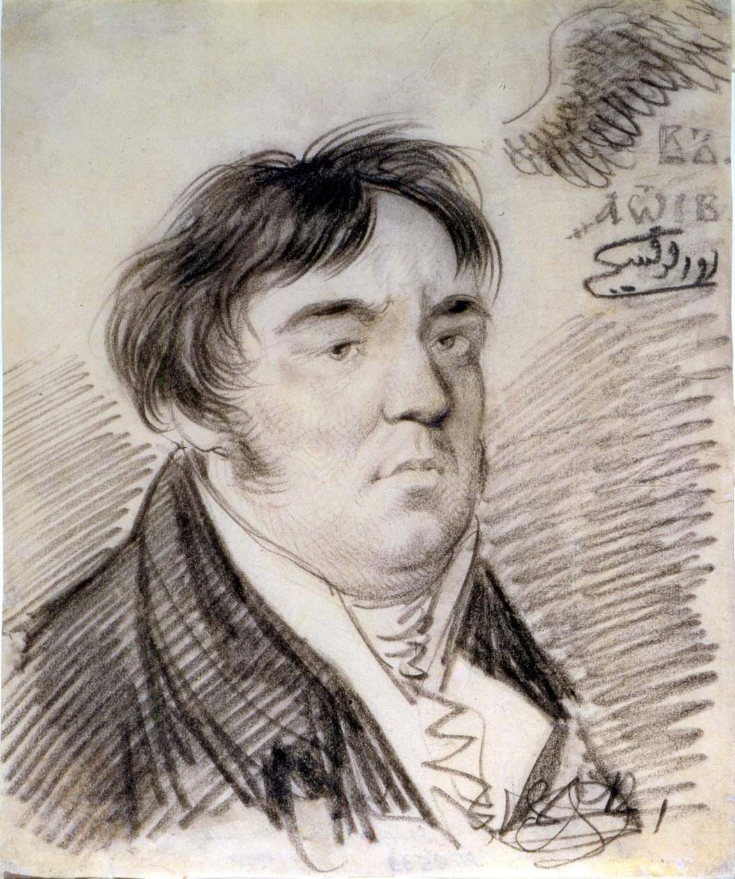 Portræt af Ivan Krylov, 1812 (blyant) af Alexander Osipovich Orlowski