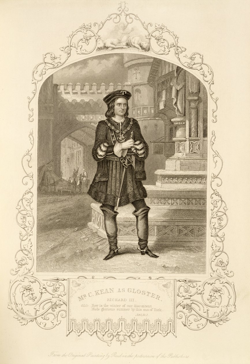 Mr. C. Kean som Gloster, 1. akt. Scene 1, i Richard III, af William Shakespeare (1564-1616) af Alexander Reid