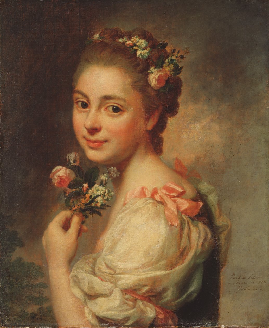 Portræt af kunstnerens hustru, Marie Suzanne, 1763 (pastel på lærred) af Alexander Roslin