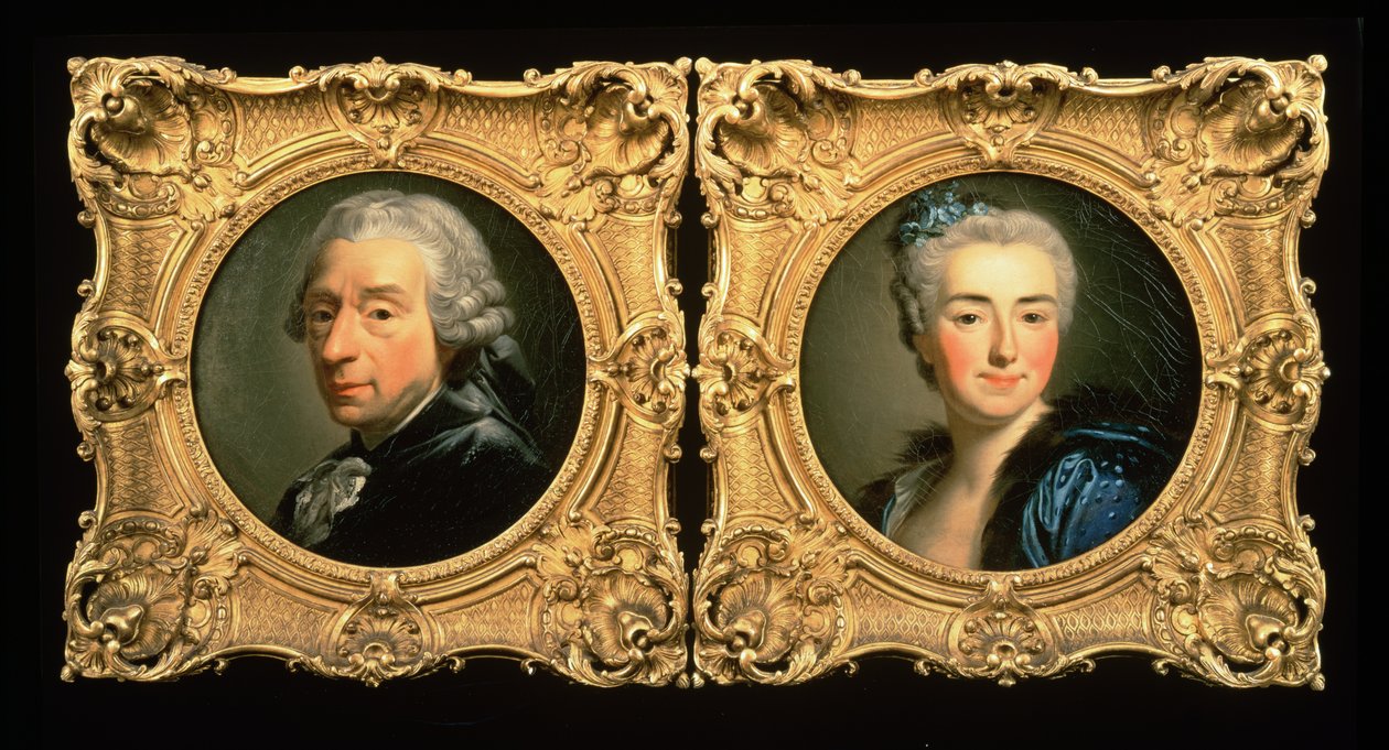 Portrætter af Francois Boucher (1703-70) og hans kone Marie-Jeanne Buseau af Alexander Roslin