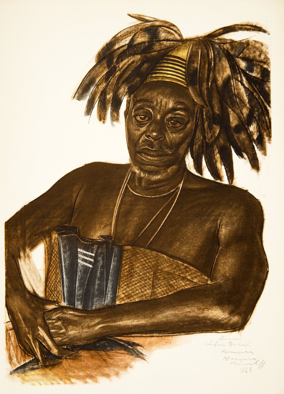 Boemi, Chef Avungura (Niangara) (haut Ouelle), fra Drawings and Paintings of Africa, henrettet under Citroen Centre Afrique-ekspeditionen, anden Haardt Audouin-Dubreuil-mission, pub. Paris, 1927 ( af Alexander Yakovlev