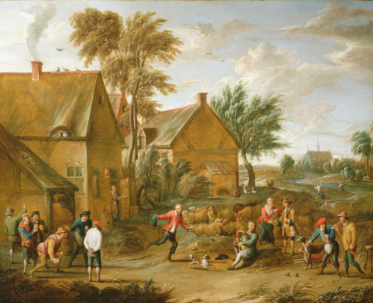 Et spil med skåle ved et værtshus af Alexander van Bredael