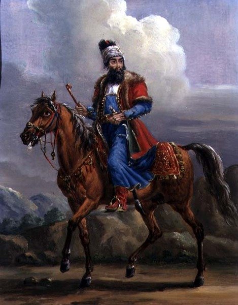 En orientalsk kriger (olie på metal) af Alexander Orlowski