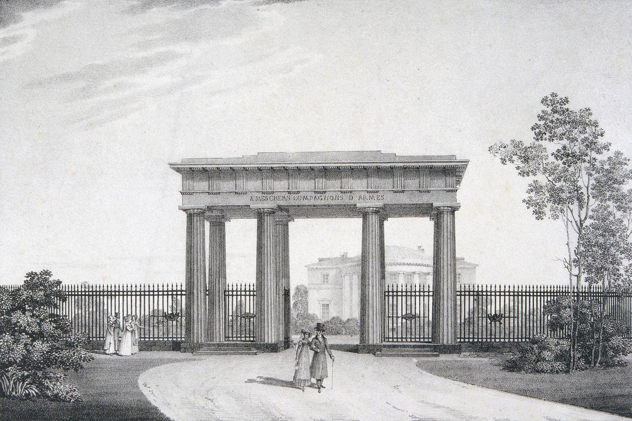 To-my-dear-comrades-in-arms-porten i Catherine Park ved Tsarskoye Selo, 1822 af Alexander Andreyevich Thon