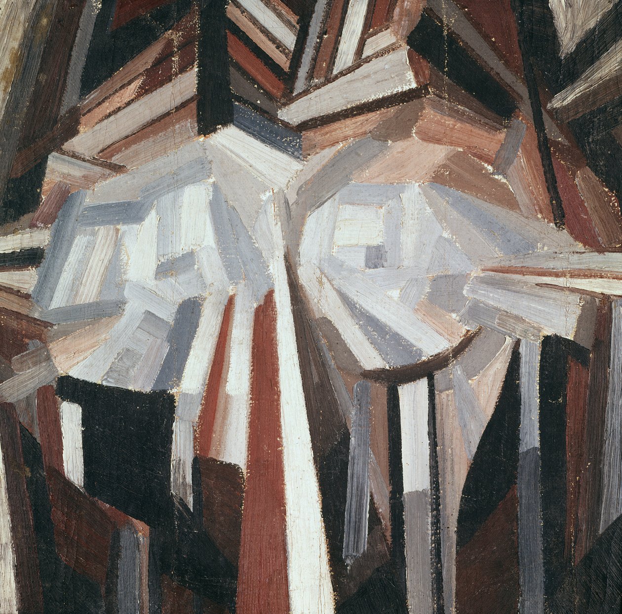 Cubist Head, 1914-15 (olie på lærred lagt på plade) af Alexander Bogomazov