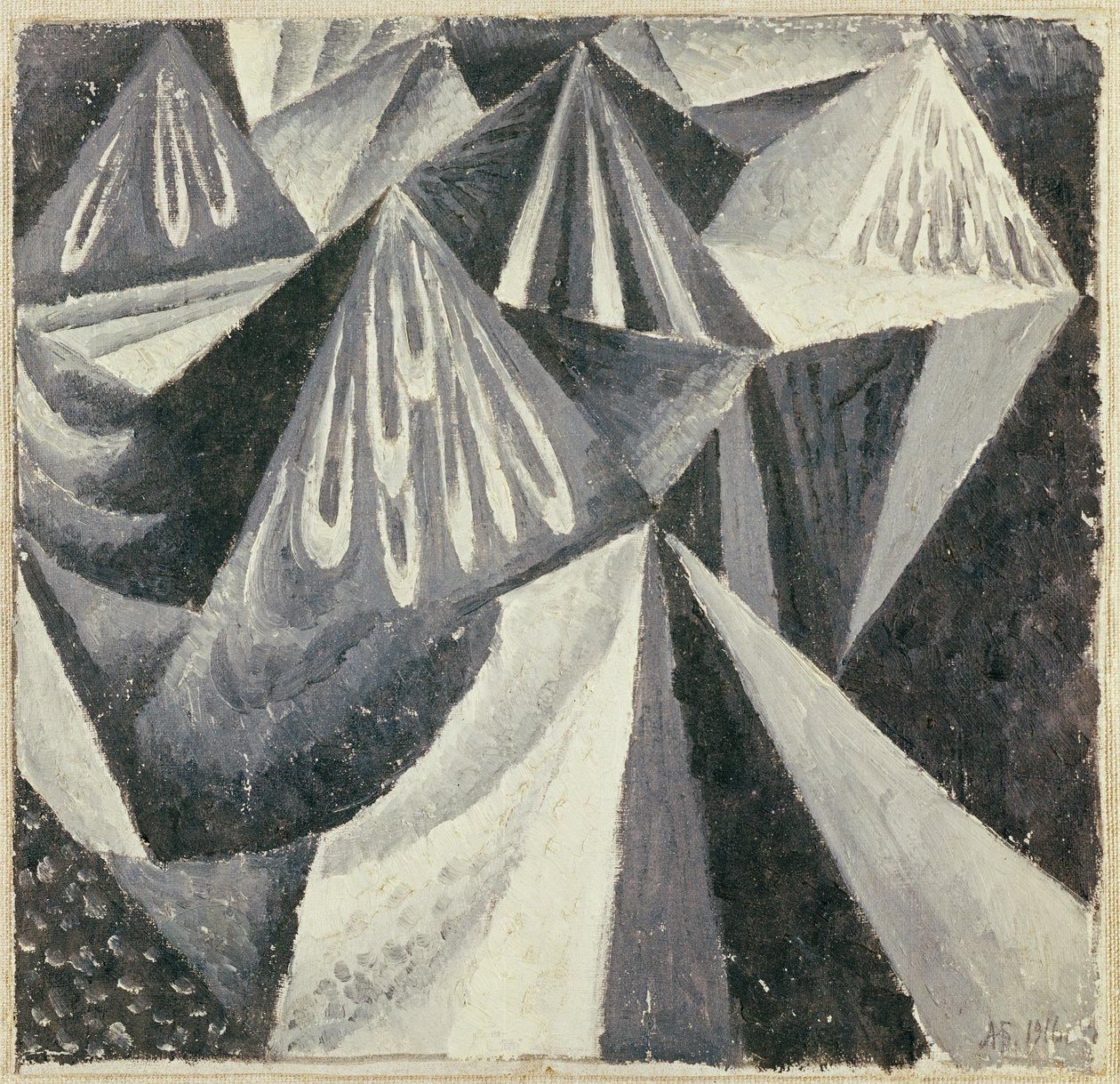 Cubo-futuristisk komposition i gråt og hvidt, 1916 af Alexander Bogomazov
