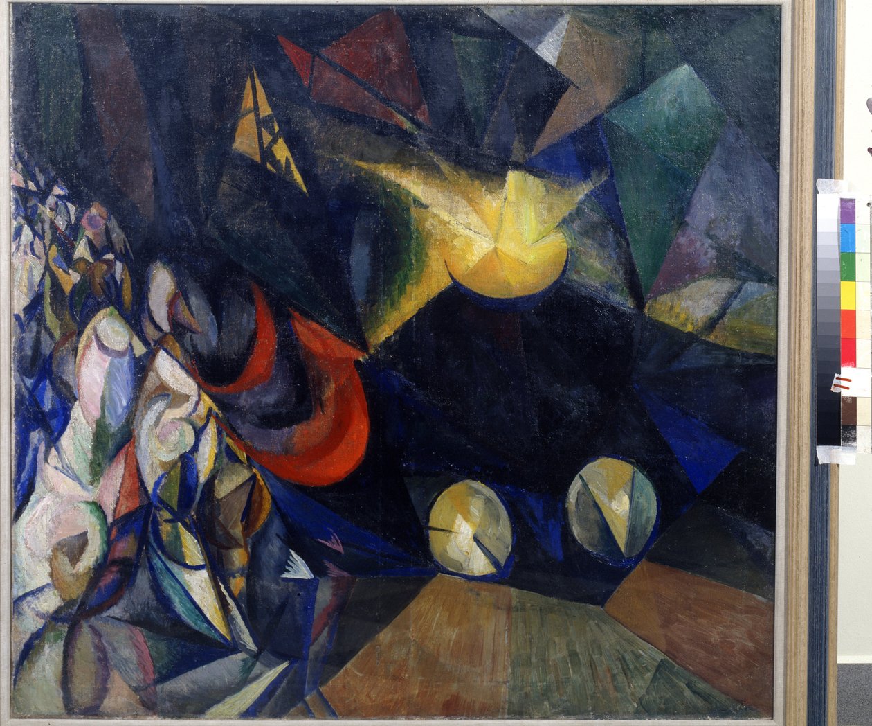 Damp maskine. Maleri af Alexander Konstantinovich Bogomazov (1880-1930). Olie på lærred af Alexander Bogomazov
