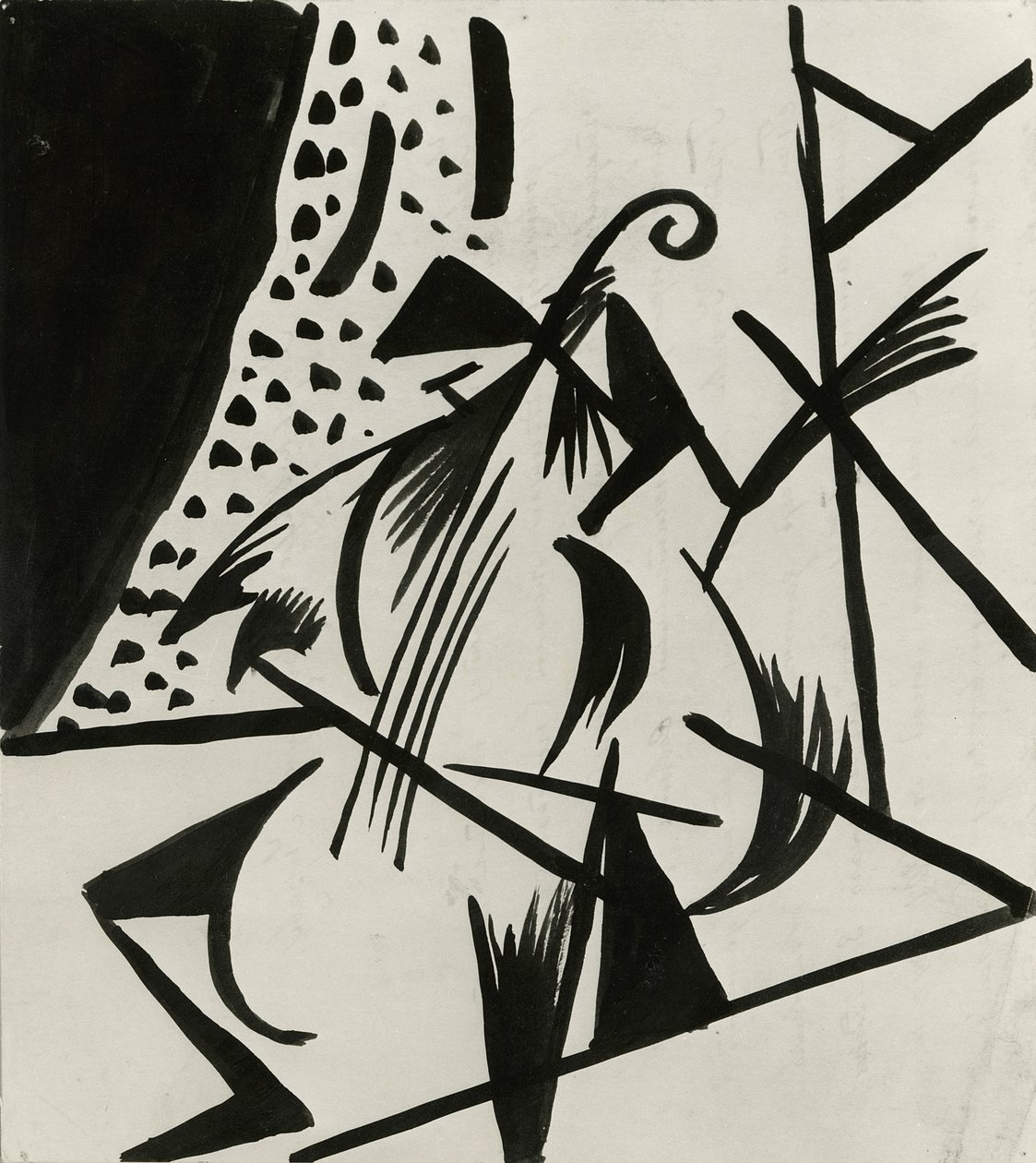 Musiker, ca. 1914-15 (pen og indisk blæk på papir) af Alexander Bogomazov