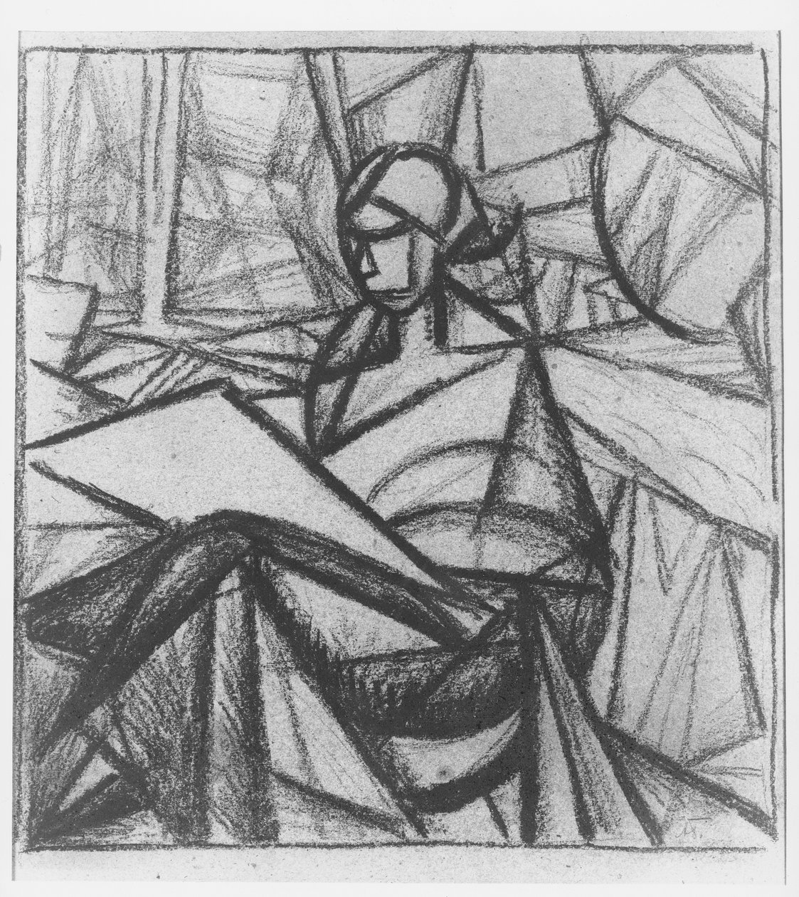 Kvinde, 1914-15 (kul på papir) af Alexander Bogomazov