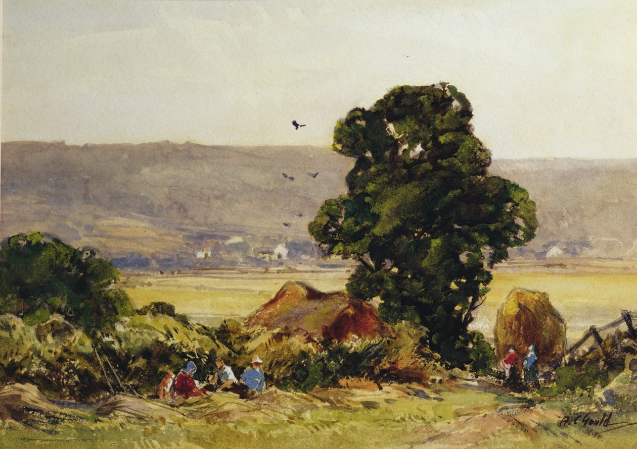 Høfremstilling (akvarel på papir) af Alexander Carruthers Gould