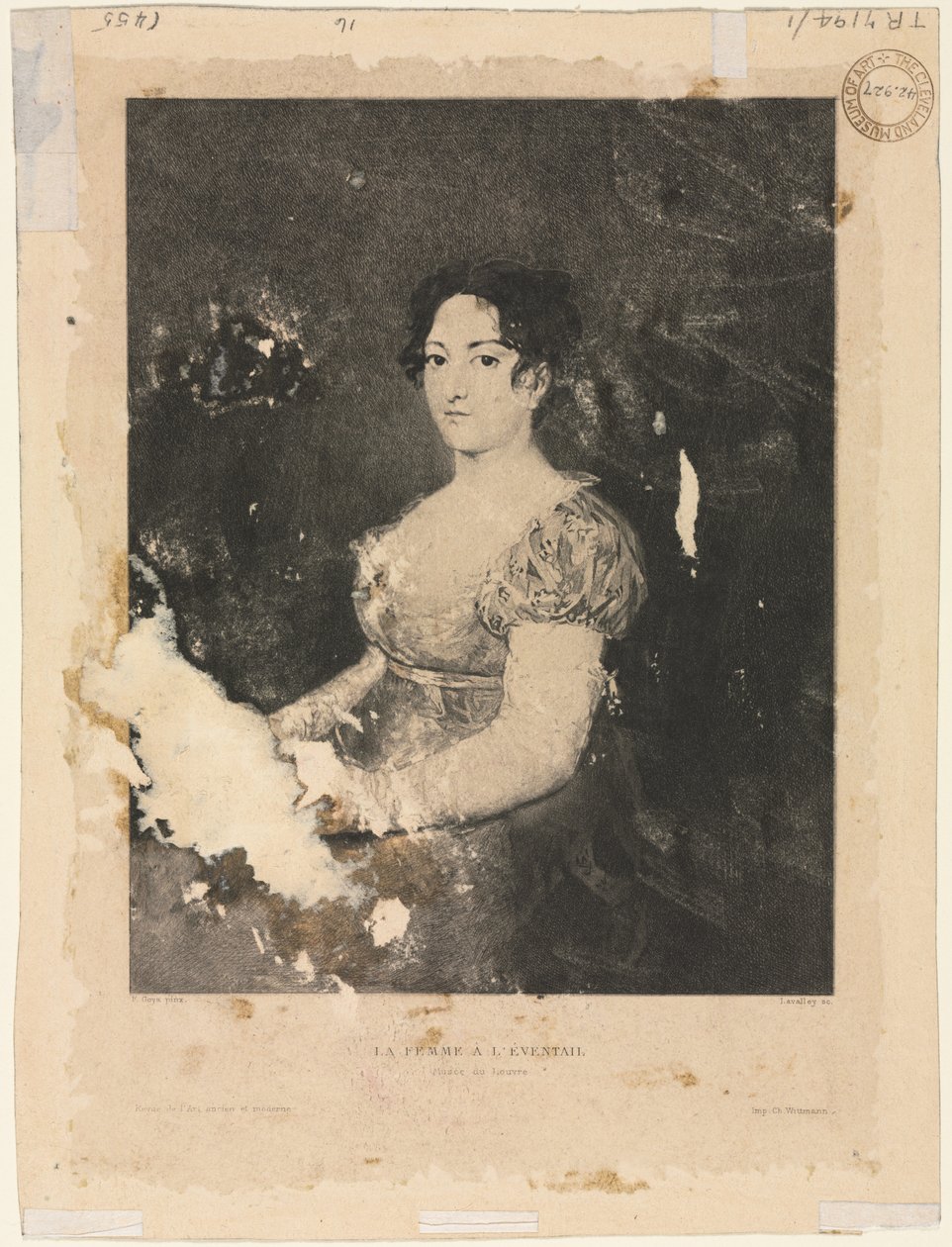 Kvinden med en fan, efter Goya (verso) af Alexander Claude Louis Lavalley